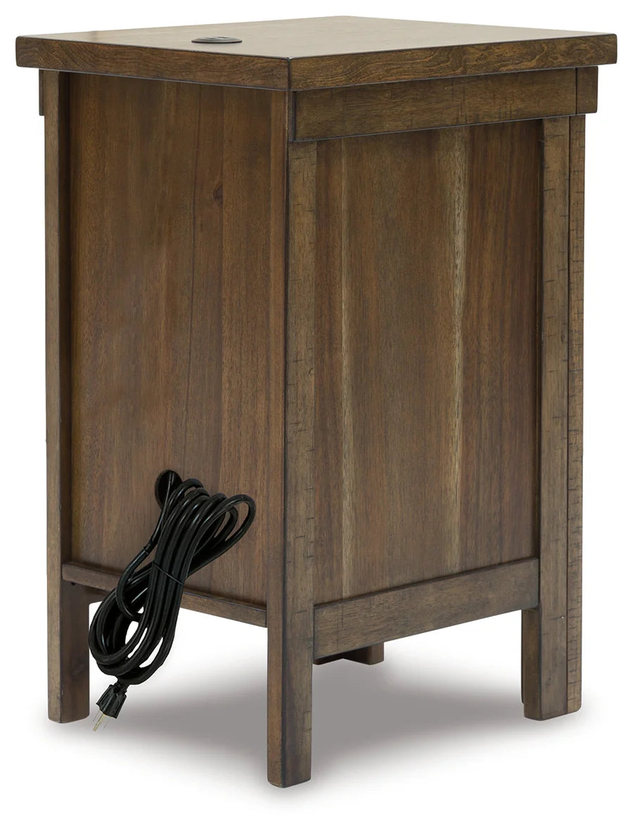 Moriville Tobacco Brown Chairside Table with USB