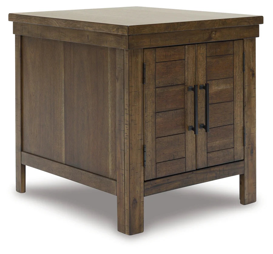 Moriville Tobacco Brown End Table with Cabinet