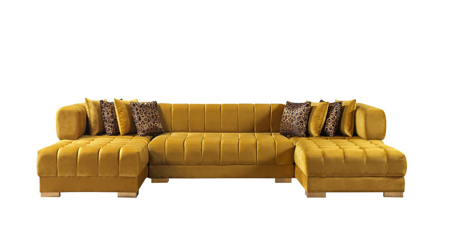Ariana 138-Inch Velvet Double Chaise Sectional