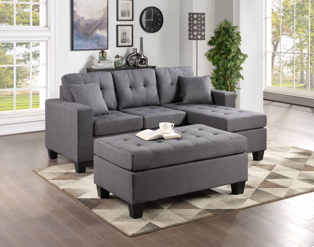 Naomi Velvet Sectional with Ottoman