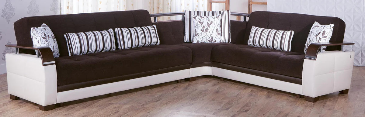Natural Colins Brown Storage Sleeper Sectional