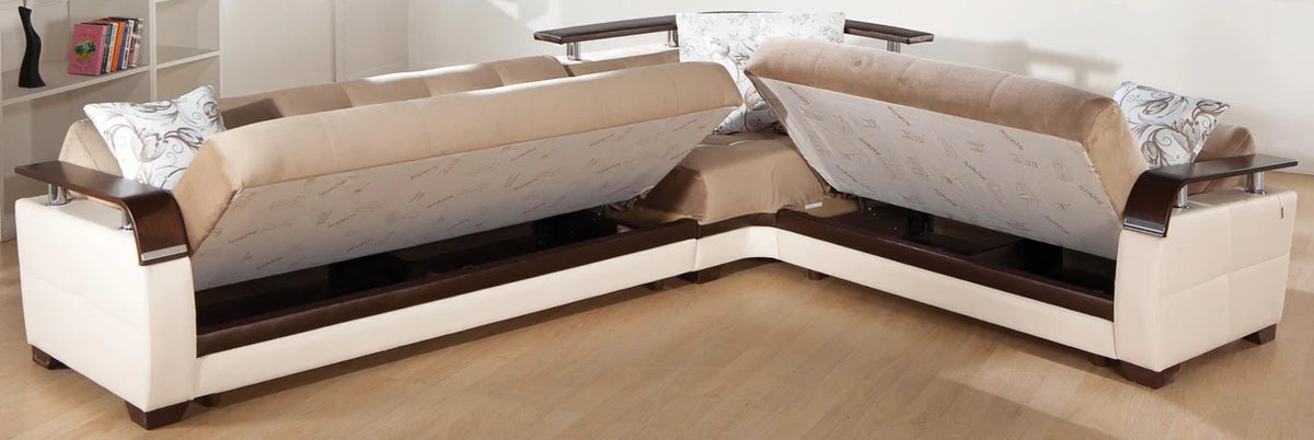 Natural Naomi Light Brown Storage Sleeper Sectional