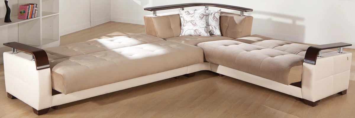 Natural Naomi Light Brown Storage Sleeper Sectional