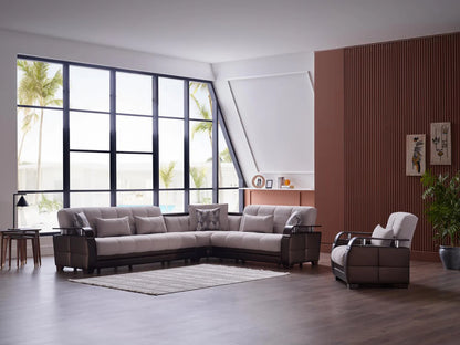Sofá cama seccional Nivus beige natural