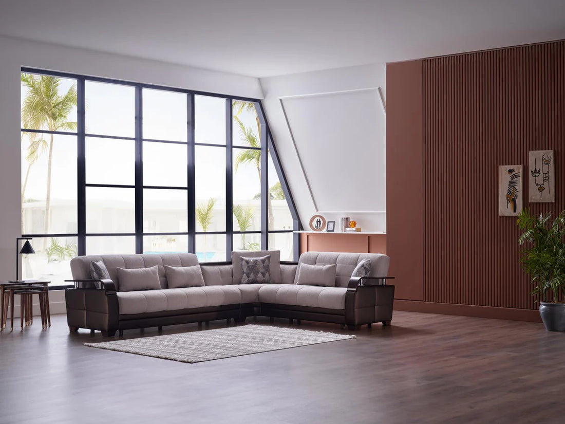 Natural Nivus Beige Sleeper Sectional
