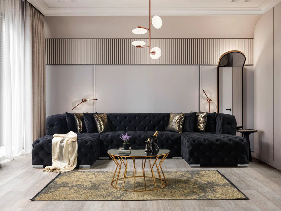 Neva Velvet Double Chaise Sectional
