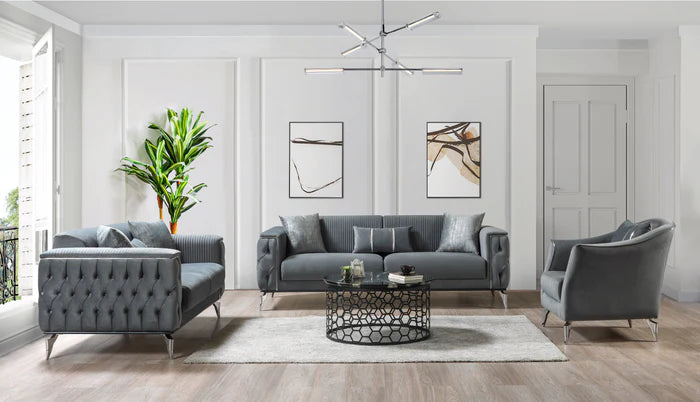 Belinda Velvet Accent Chair, Gray or Ivory