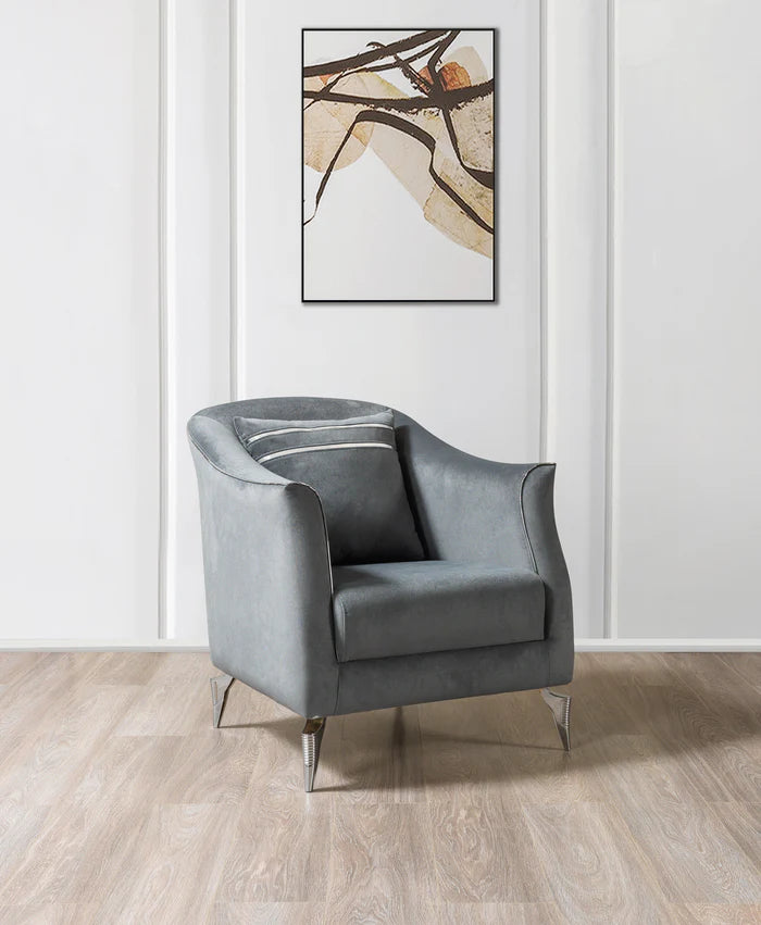 Belinda Velvet Accent Chair, Gray or Ivory