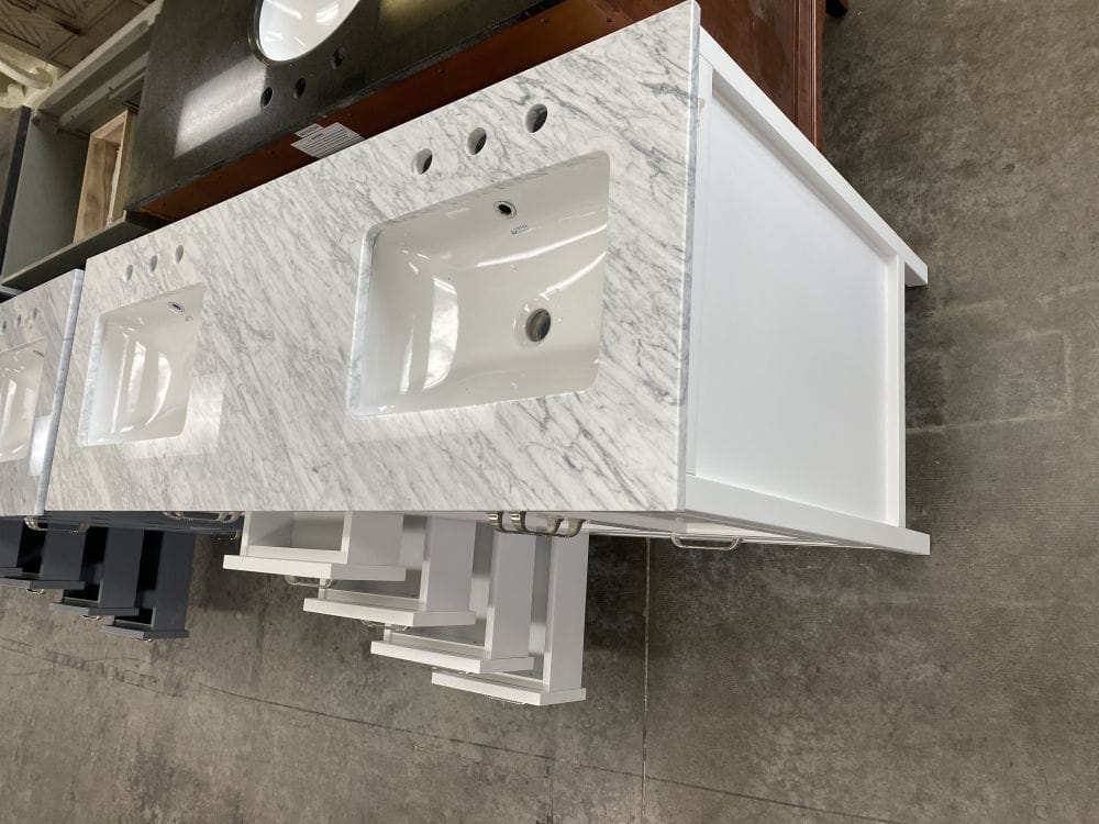 Ocean Royal Sandstone 60 in. White Double Sink Vanity