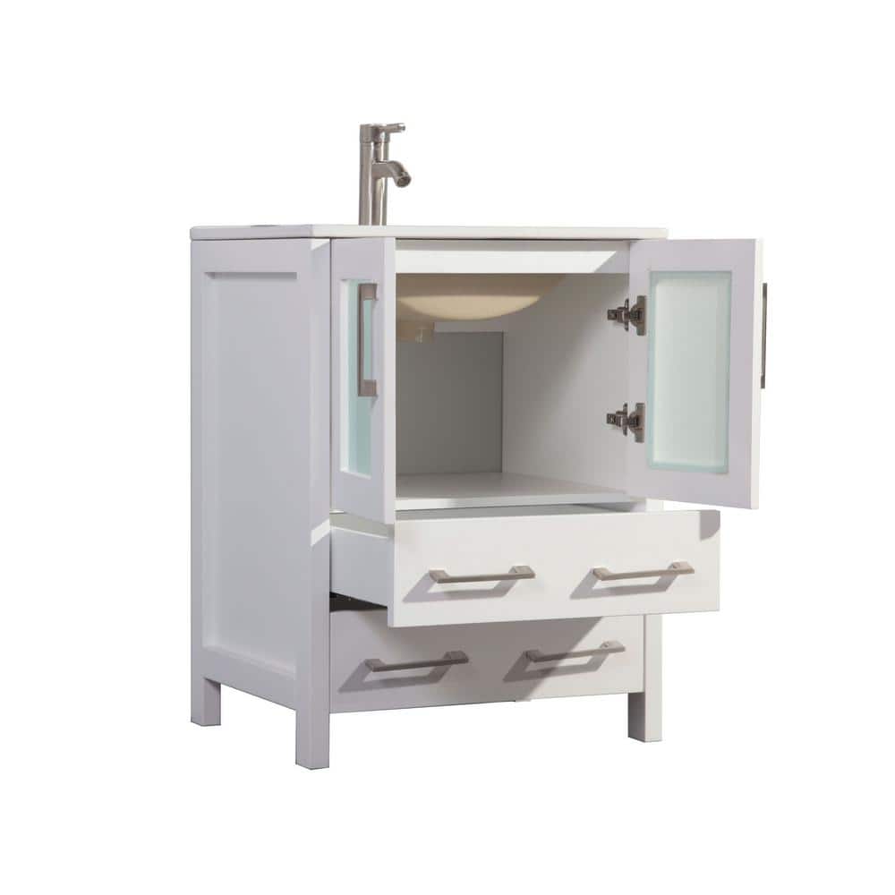 Brescia 30 in. White Vanity with Ceramic Top, Basin and Mirror