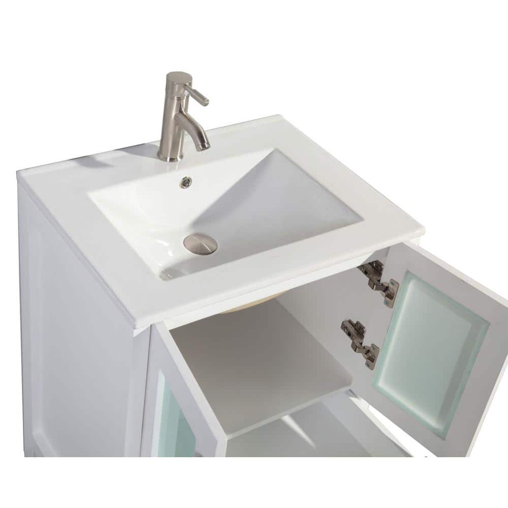 Brescia 30 in. White Vanity with Ceramic Top, Basin and Mirror