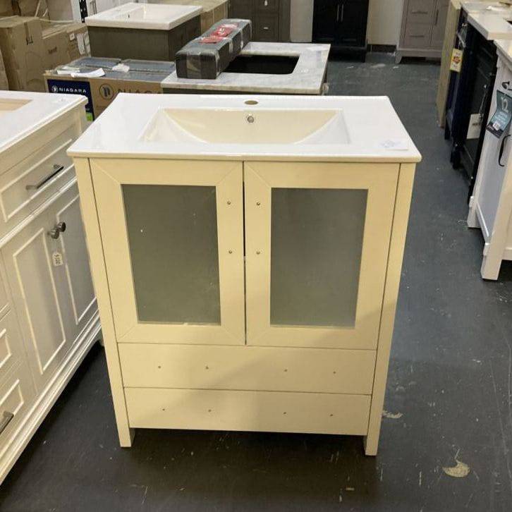 Brescia 30 in. White Vanity with Ceramic Top, Basin and Mirror