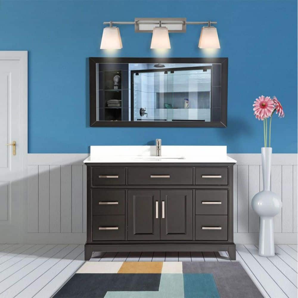 Genoa 60 in. Espresso Single Sink Vanity with Phoenix Stone Top and Mirror