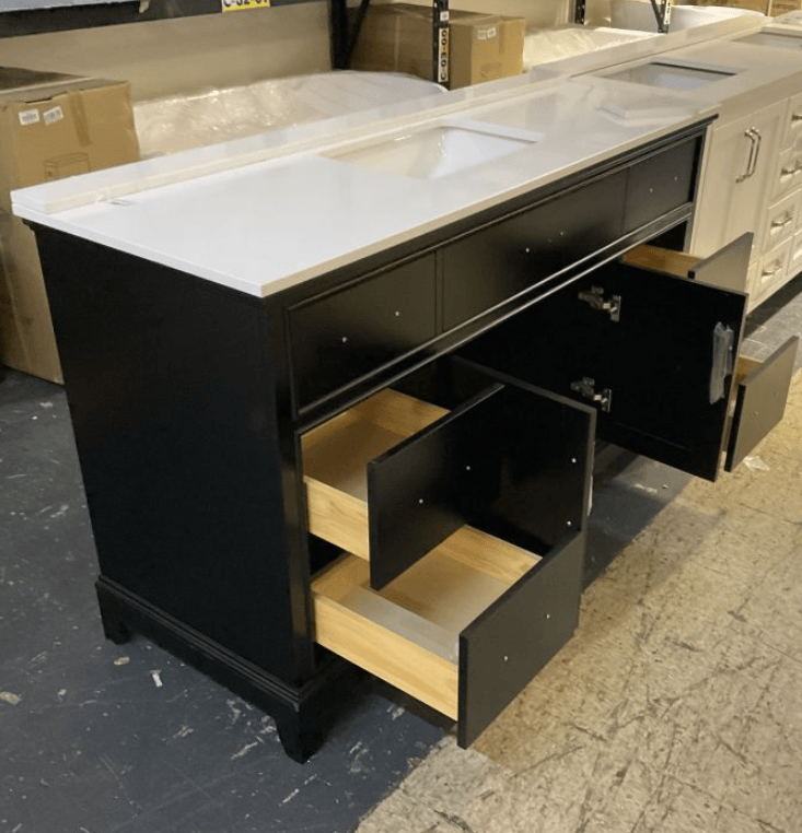 Genoa 60 in. Espresso Single Sink Vanity with Phoenix Stone Top and Mirror