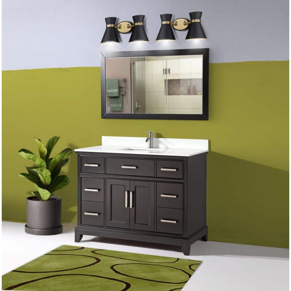 Genoa 60 in. Espresso Single Sink Vanity with Phoenix Stone Top and Mirror