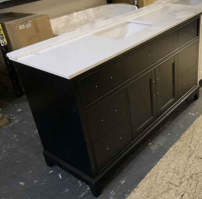 Genoa 60 in. Espresso Single Sink Vanity with Phoenix Stone Top and Mirror