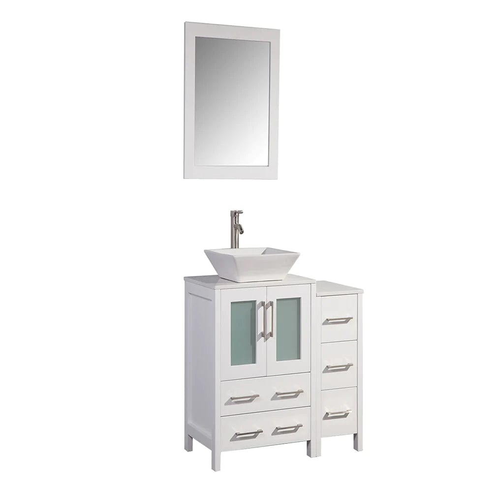 Ocean Royal 36 in. White Vanity Set with Side Cabinet & Mirror
