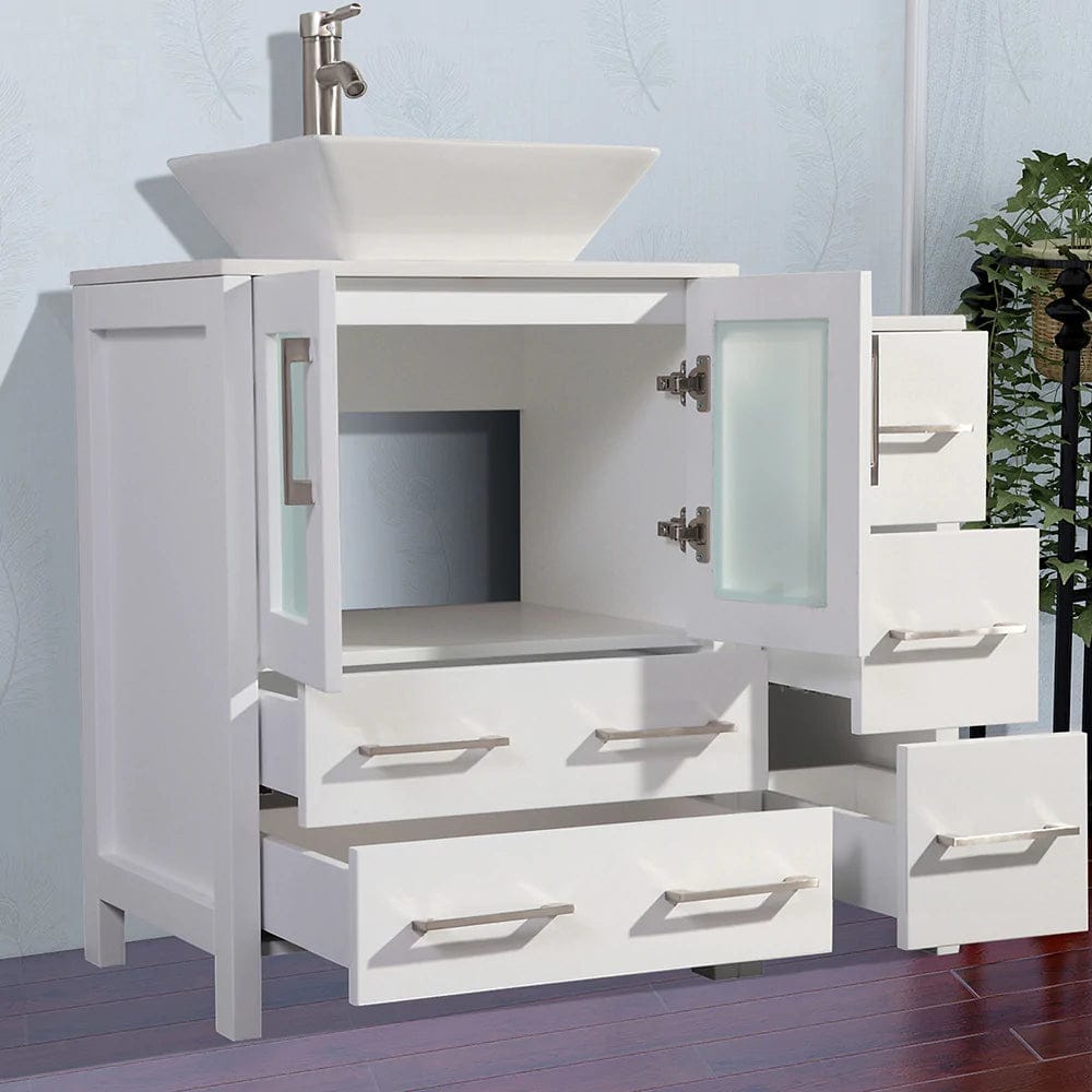 Ocean Royal 36 in. White Vanity Set with Side Cabinet & Mirror