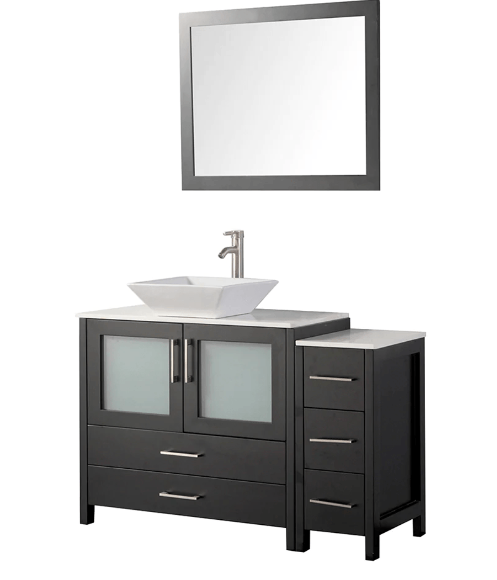 48 in. Single Sink Bathroom Vanity Set with Quartz Top, 5 Drawers