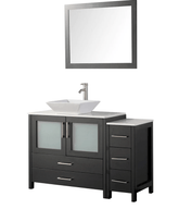 48 in. Single Sink Bathroom Vanity Combo Set 5 Drawers 1 Shelf 2 Cabinet White Quartz Top and Ceramic Vessel Sink Bathroom Cabinet with Free Mirror - Decohub Home