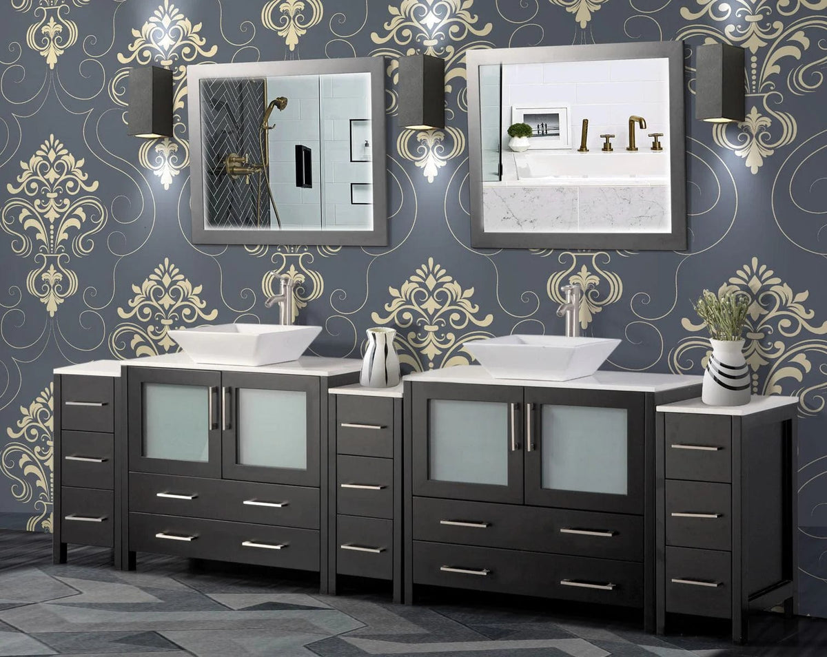 108 in. Double Sink Bathroom Vanity Combo Set in Espresso