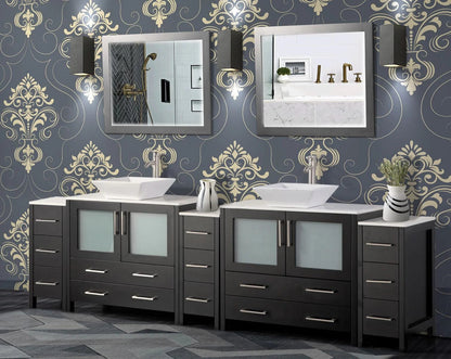 108 in. Double Sink Bathroom Vanity Combo Set in Espresso - Decohub Home