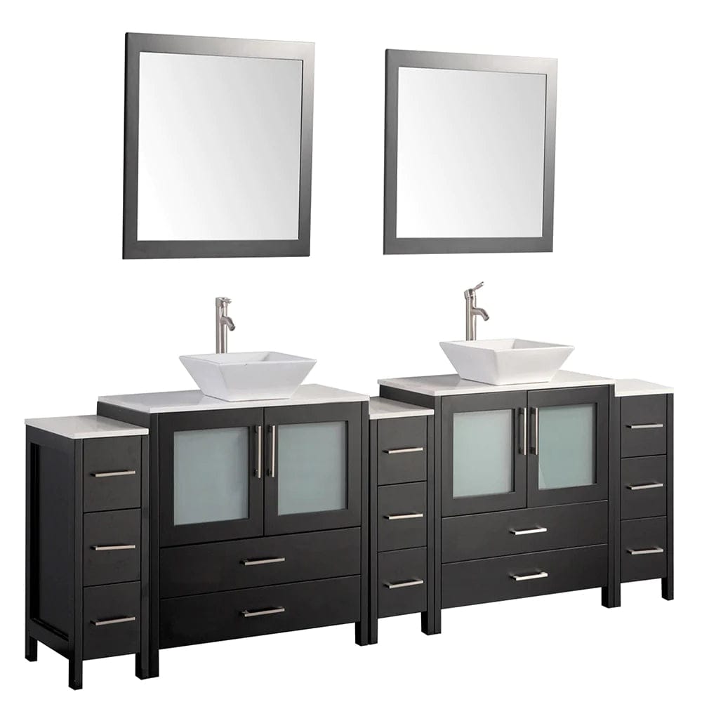108 in. Double Sink Bathroom Vanity Combo Set in Espresso