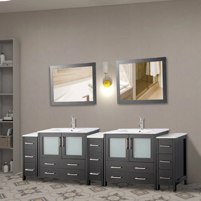 108 in. Double Sink Modern Bathroom Vanity Compact Set in Espresso - Decohub Home
