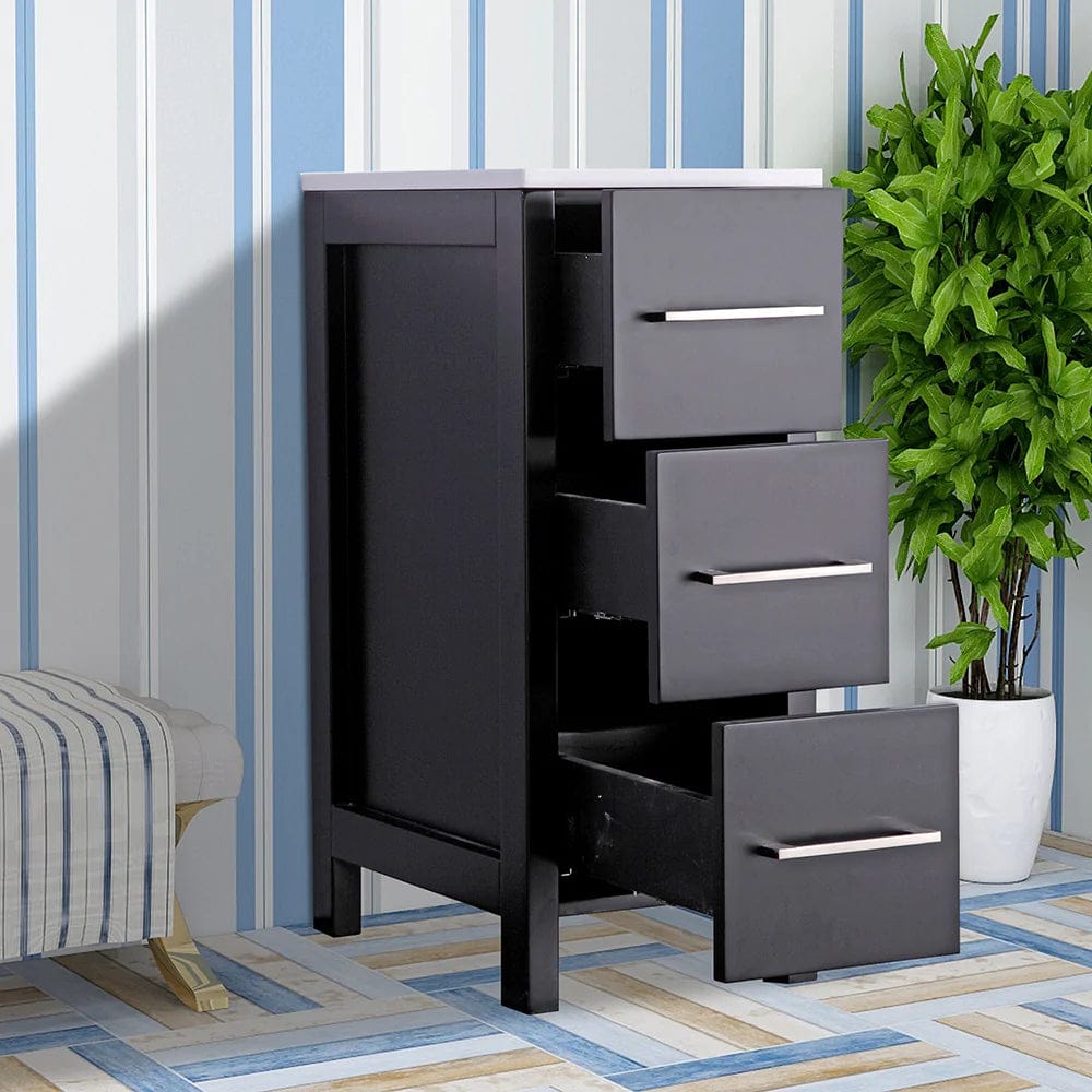 Ocean Royal 12 in. Espresso 3-Drawer Side Cabinet