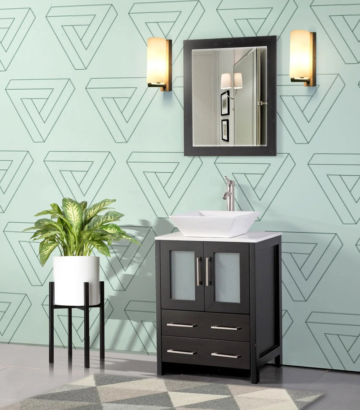 Ocean Royal 24 in. Espresso Single Sink Vanity Set with 2 Drawers