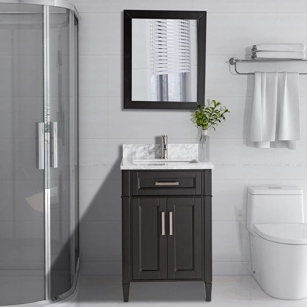 Juego de tocador de baño con lavabo individual de 24 pulgadas en color espresso