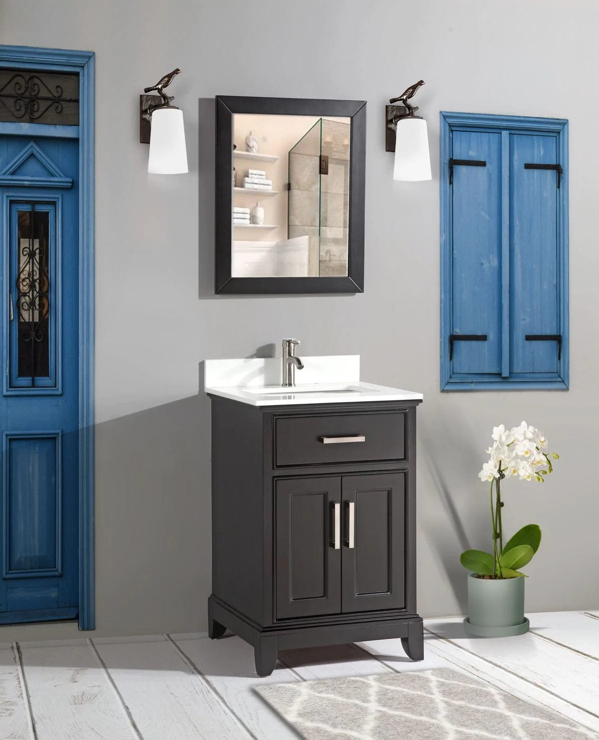 Ocean Royal 30 in. Espresso Single Sink Vanity Set with Mirror