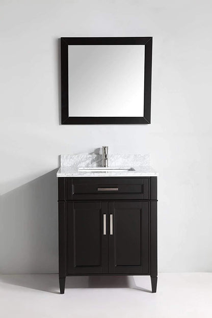 30 in. Single Sink Bathroom Vanity Set in Espresso,Carrara Marble Stone Top - Decohub Home