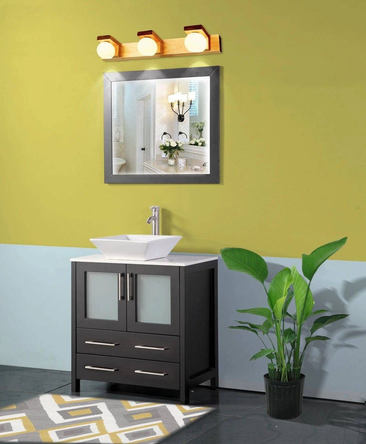 30 in. Single Sink Small Bathroom Vanity Set in Espresso