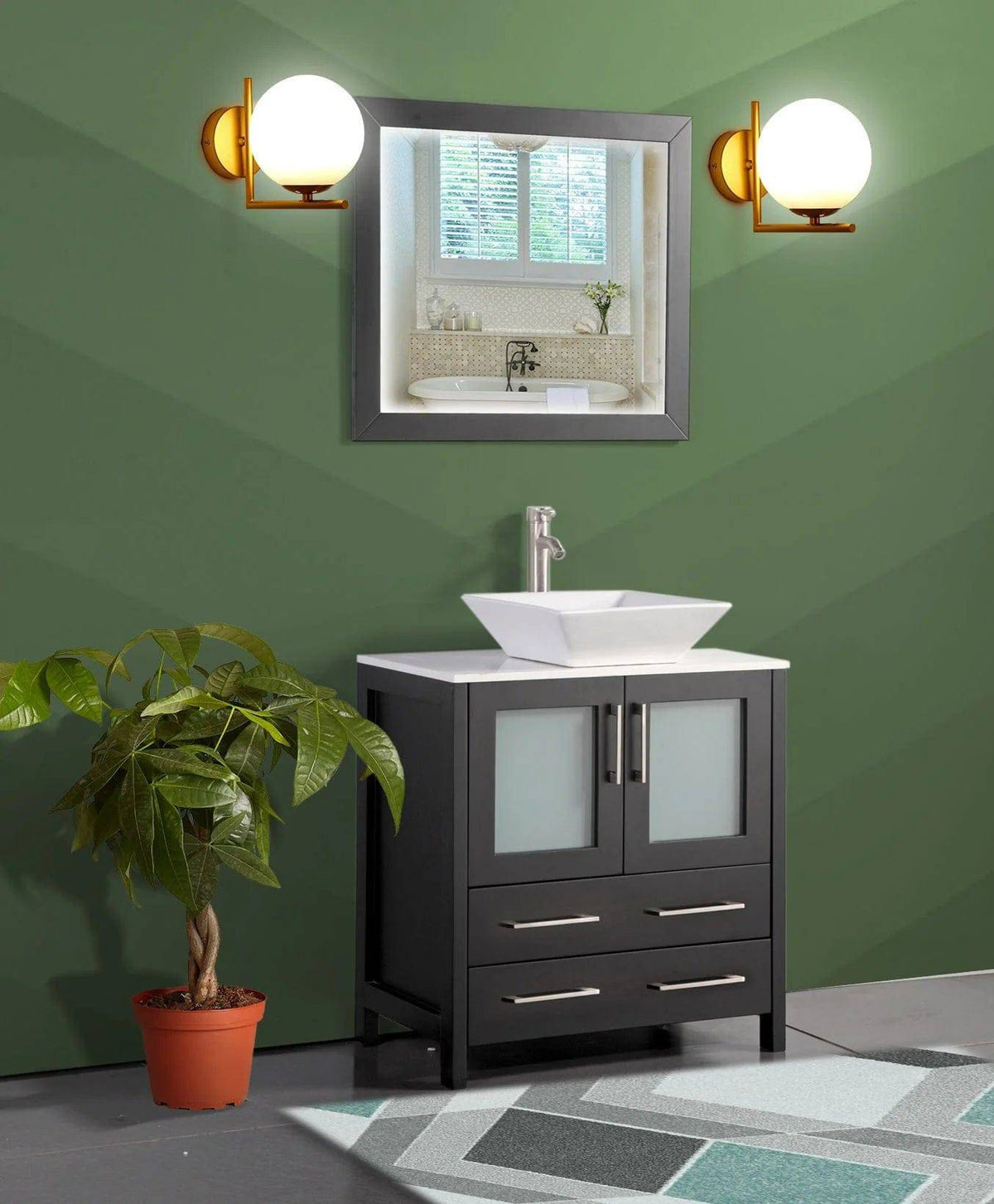 30 in. Single Sink Small Bathroom Vanity Set in Espresso