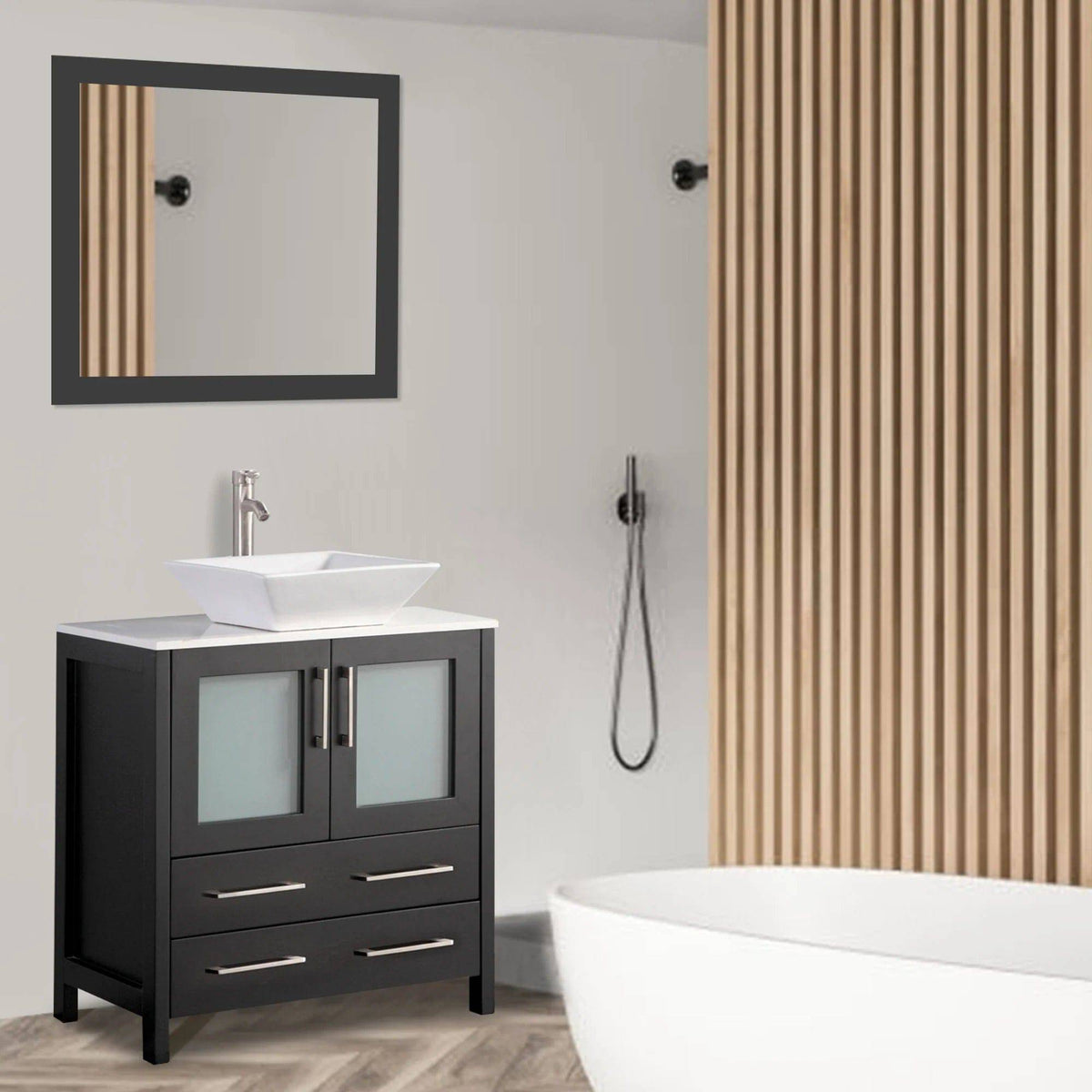 30 in. Single Sink Small Bathroom Vanity Set in Espresso