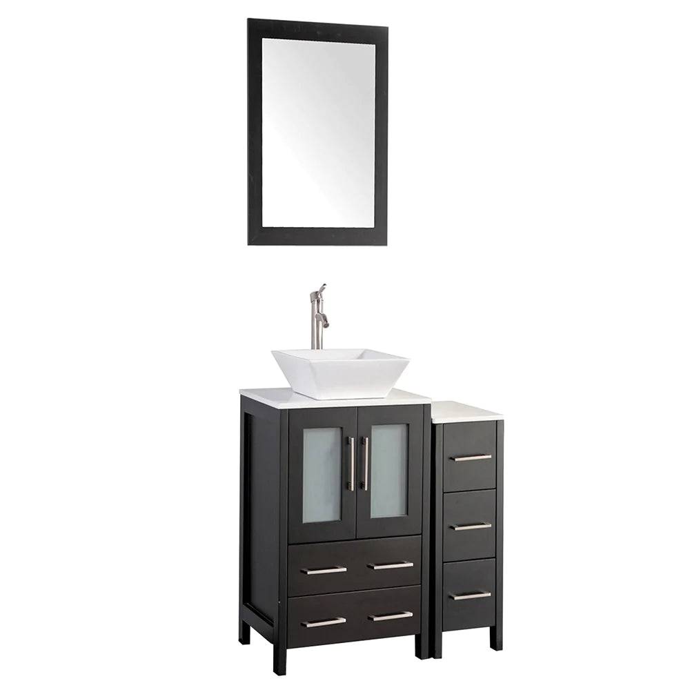 Ocean Royal 36 in. Espresso Vanity Set with Side Cabinet & Mirror