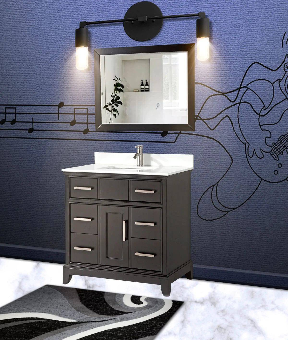 36 in. Single Sink Bathroom Vanity Set in Espresso
