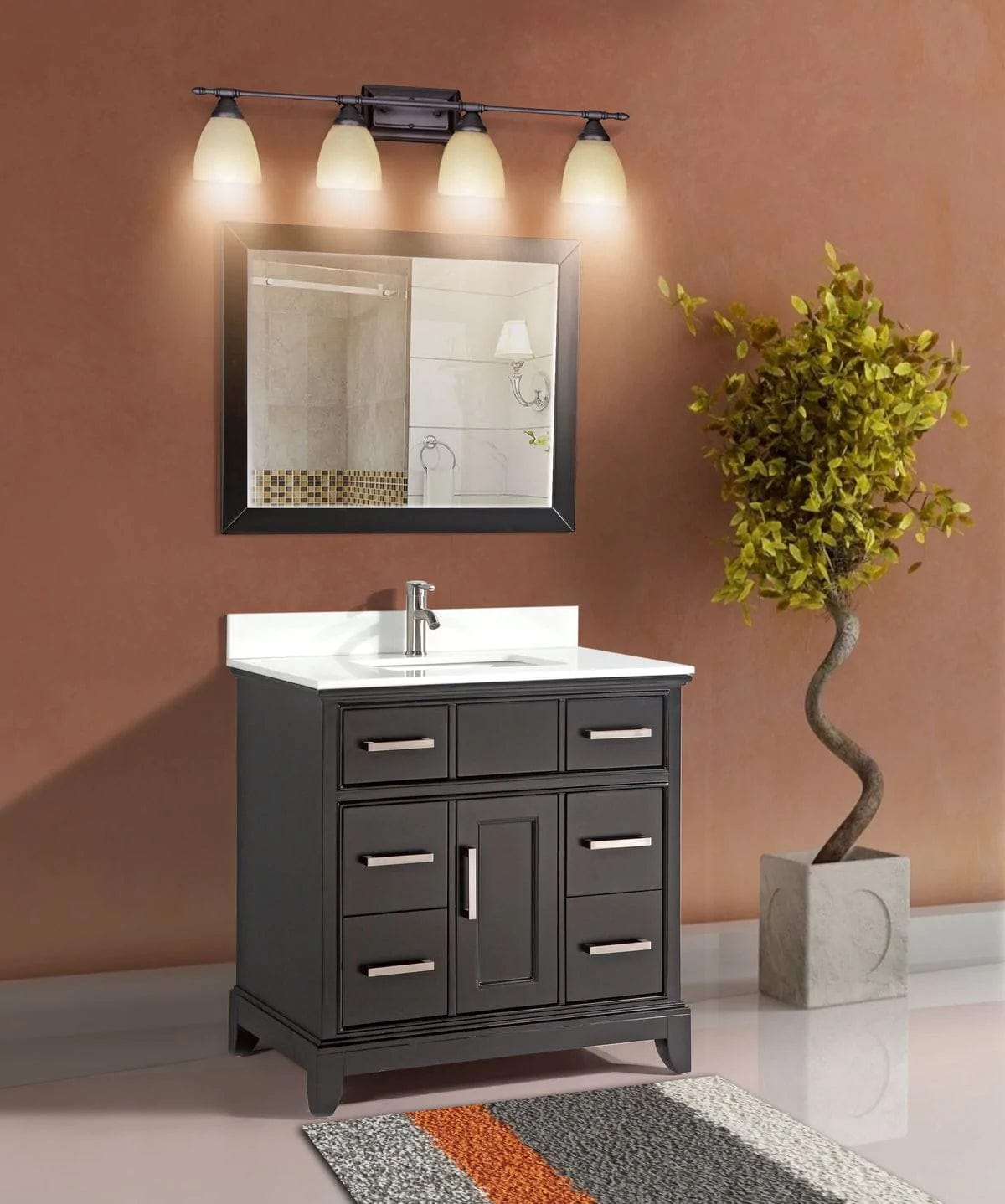 36 in. Single Sink Bathroom Vanity Set in Espresso