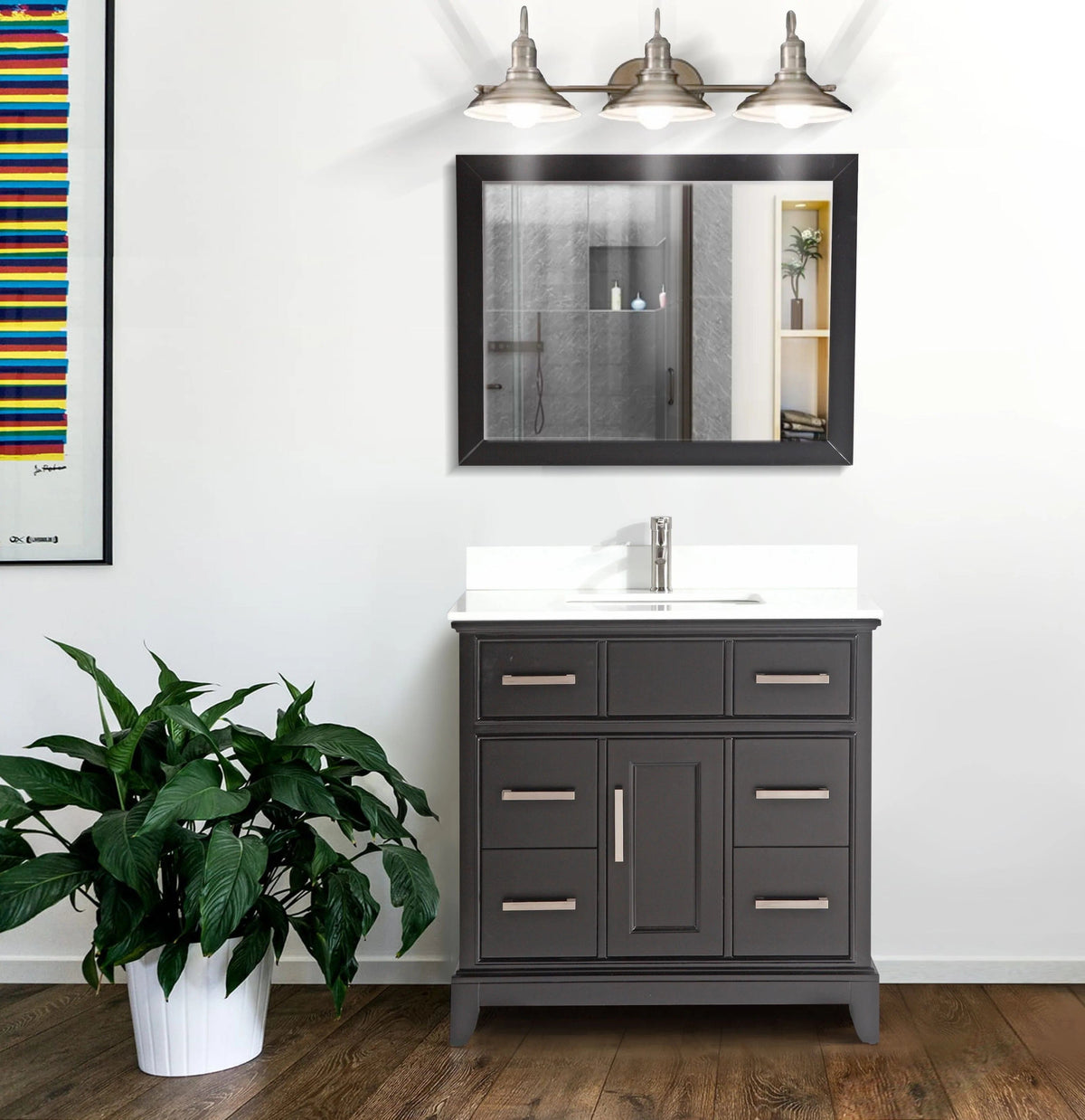 36 in. Single Sink Bathroom Vanity Set in Espresso