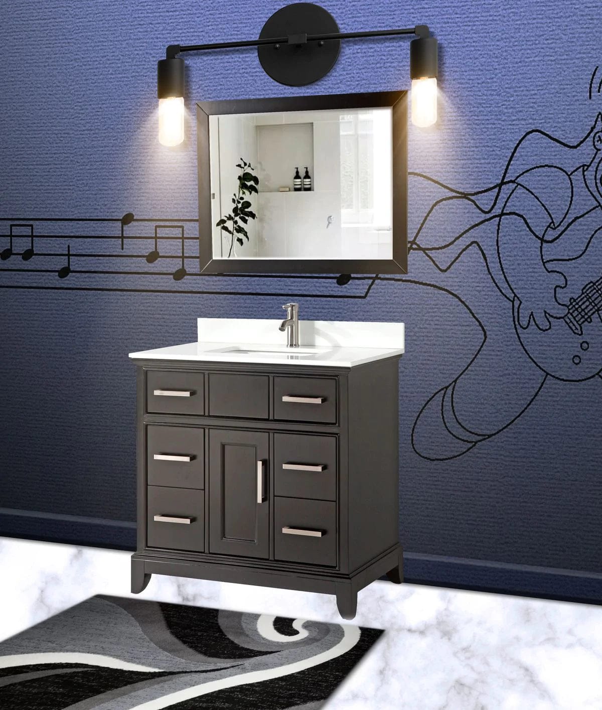 36 in. Single Sink Bathroom Vanity Set in Espresso
