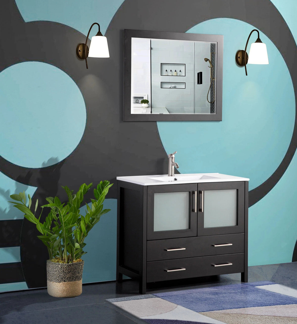 Ocean Royal 36 in. Espresso Vanity Set with Mirror
