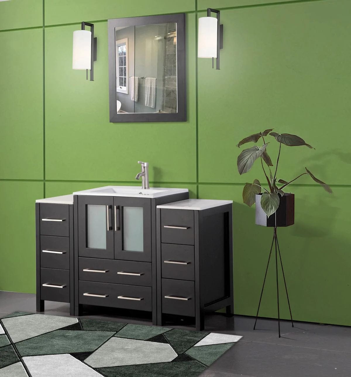 Ocean Royal 48 in. Espresso Single Sink Vanity with 8 Drawers