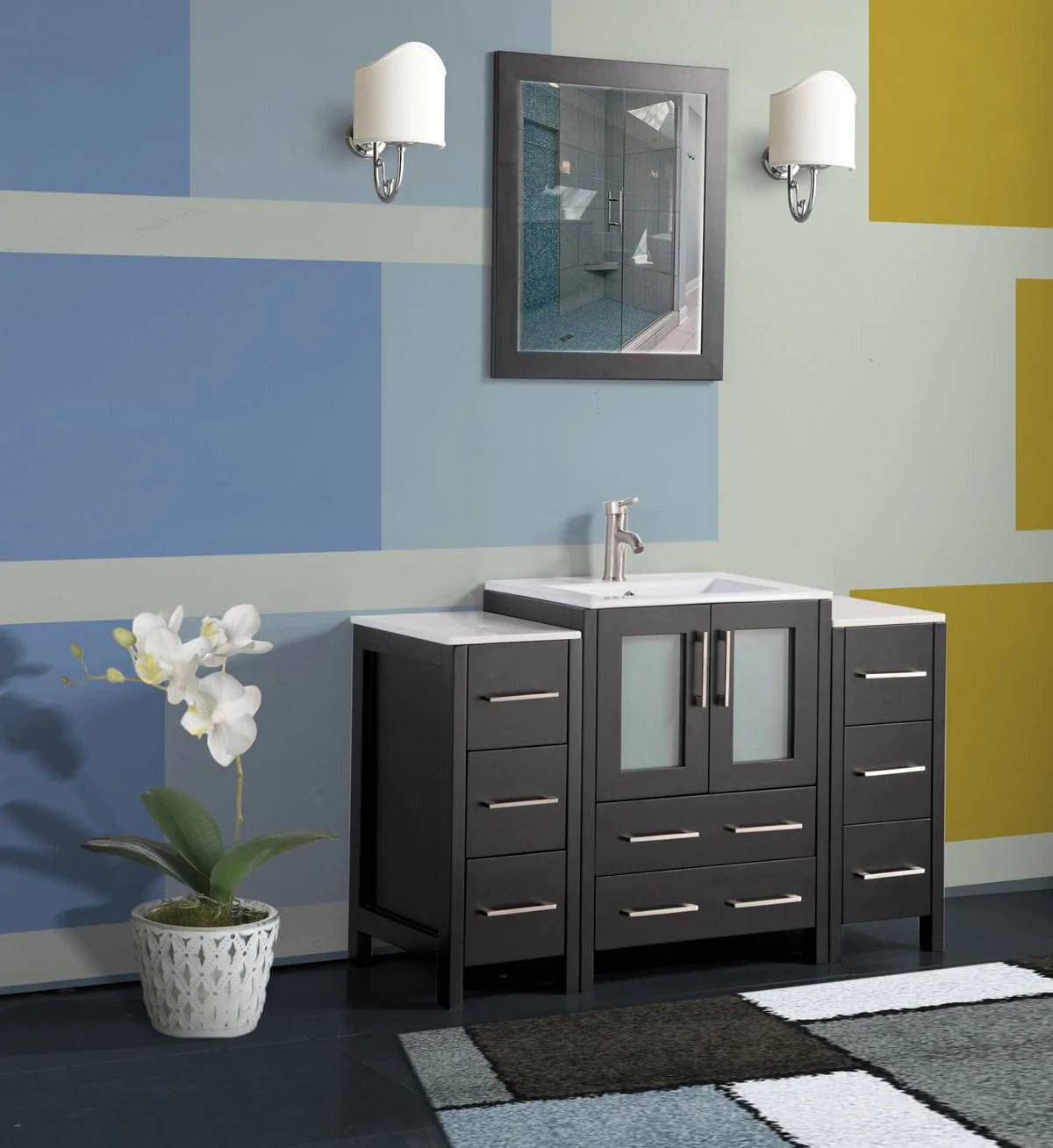 Ocean Royal 48 in. Espresso Single Sink Vanity with 8 Drawers
