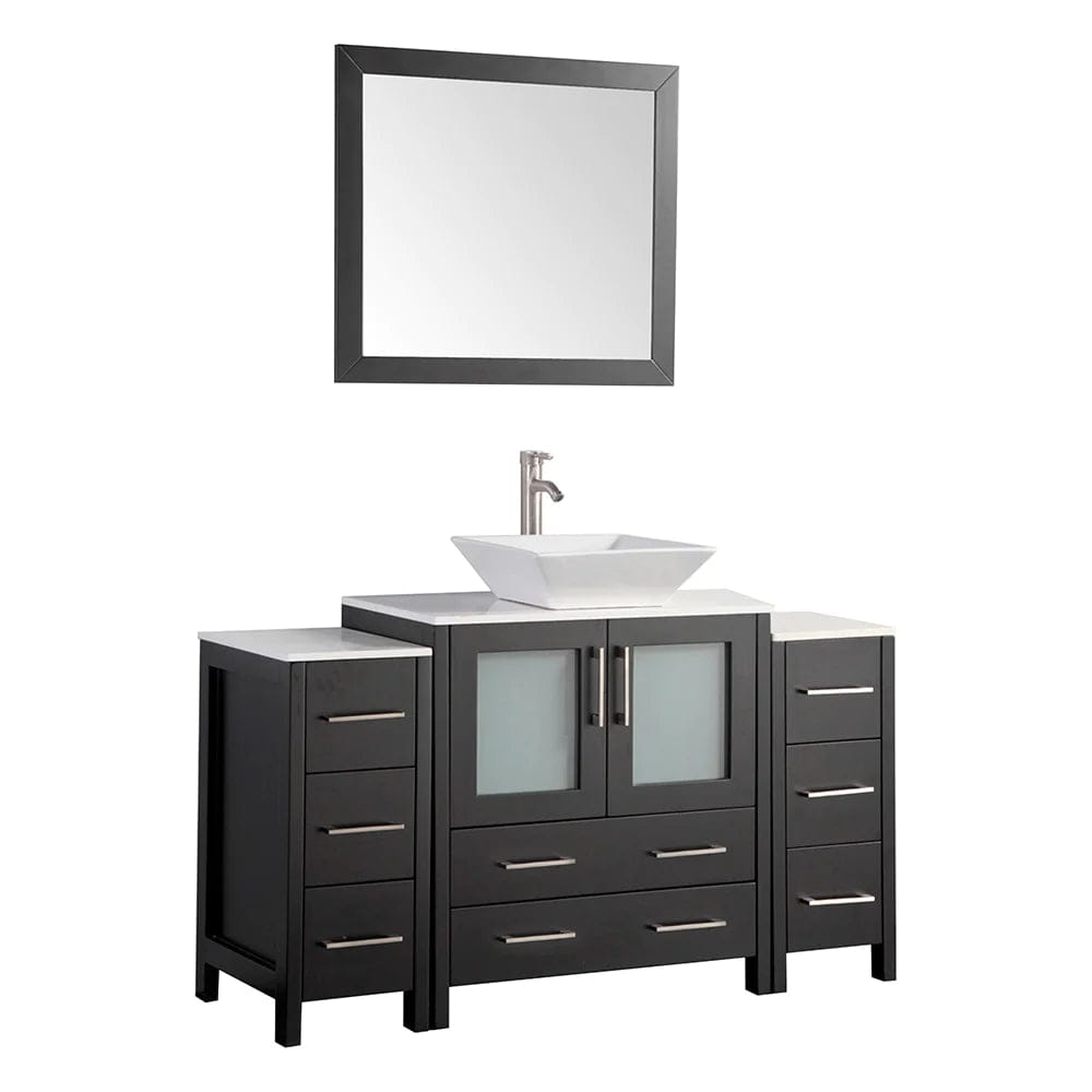 Ocean Royal 54 in. Espresso Single Sink Vanity Set with 8 Drawers
