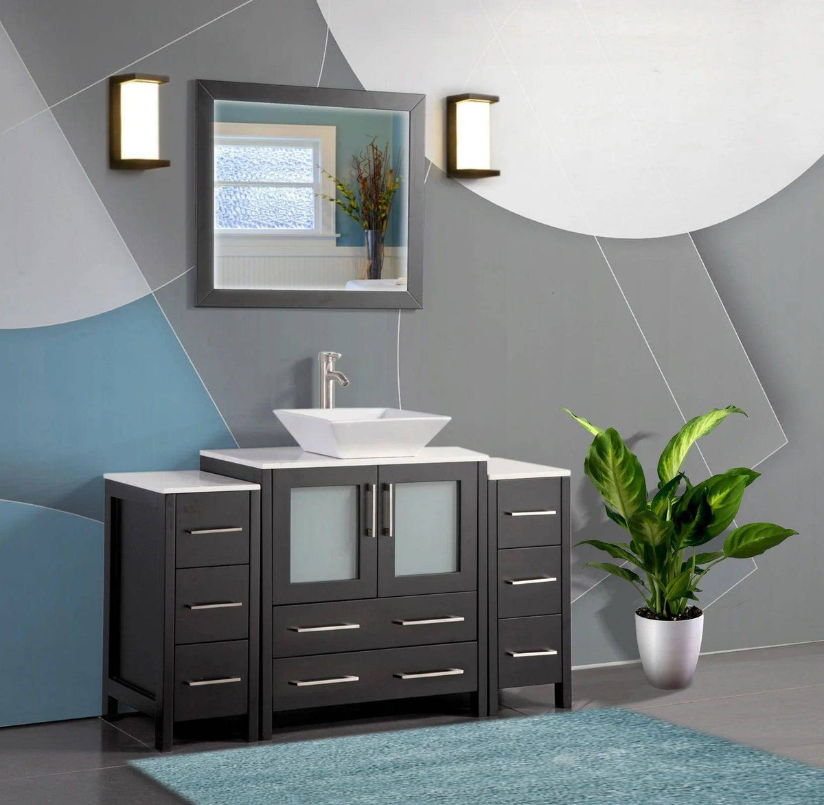 Ocean Royal 54 in. Espresso Single Sink Vanity Set with 8 Drawers