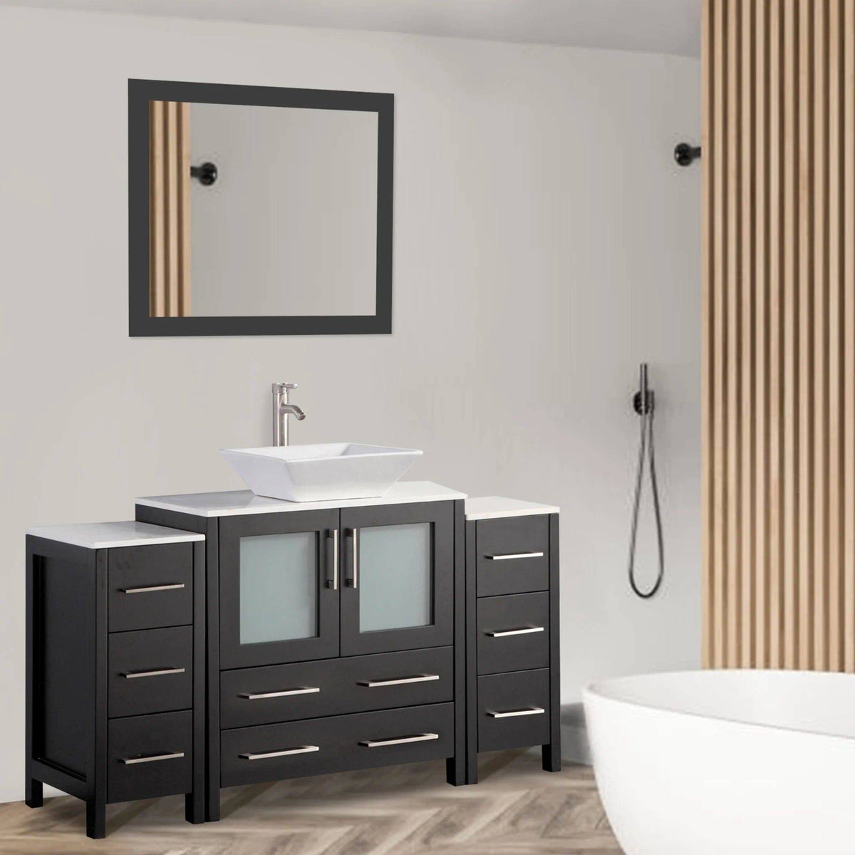 Ocean Royal 54 in. Espresso Single Sink Vanity Set with 8 Drawers