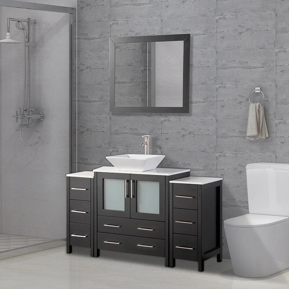 Ocean Royal 54 in. Espresso Single Sink Vanity Set with 8 Drawers