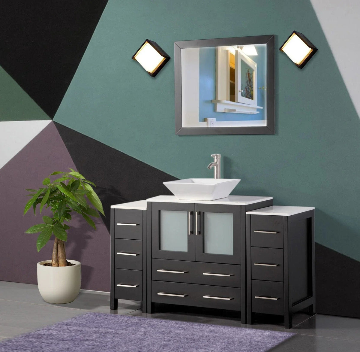 Ocean Royal 54 in. Espresso Single Sink Vanity Set with 8 Drawers