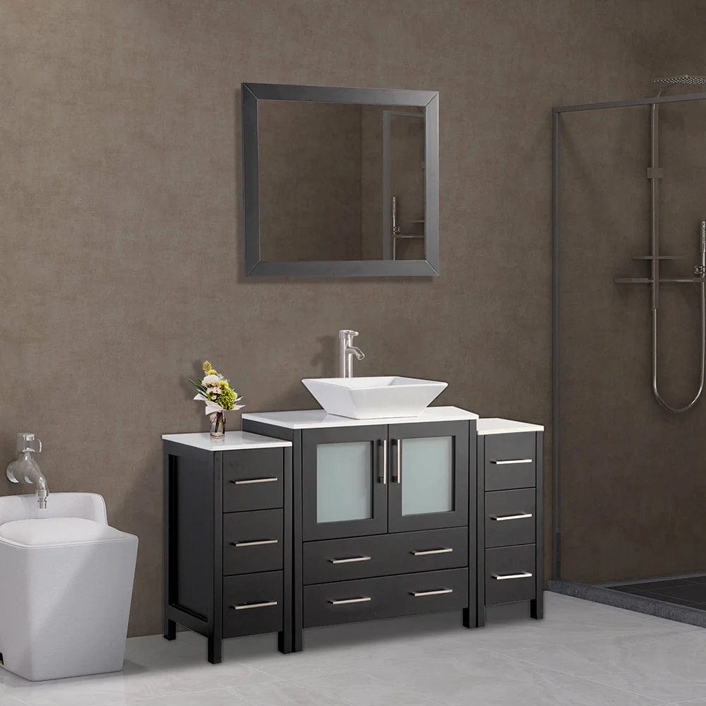 Ocean Royal 54 in. Espresso Single Sink Vanity Set with 8 Drawers